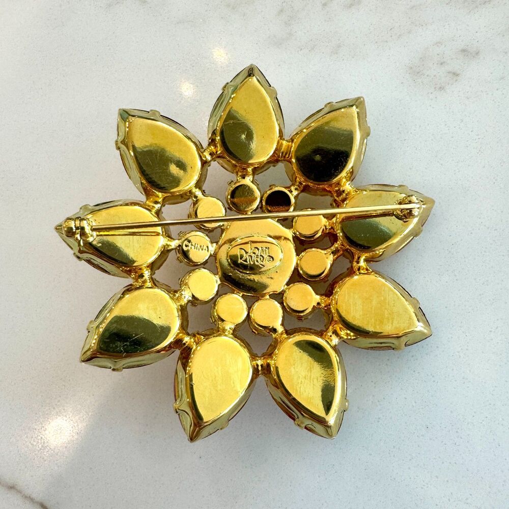 Joan Rivers Collection Autumn Sunburst Brooch Flower Pin Brooch - Vintage Signed - Picture 6 of 8
